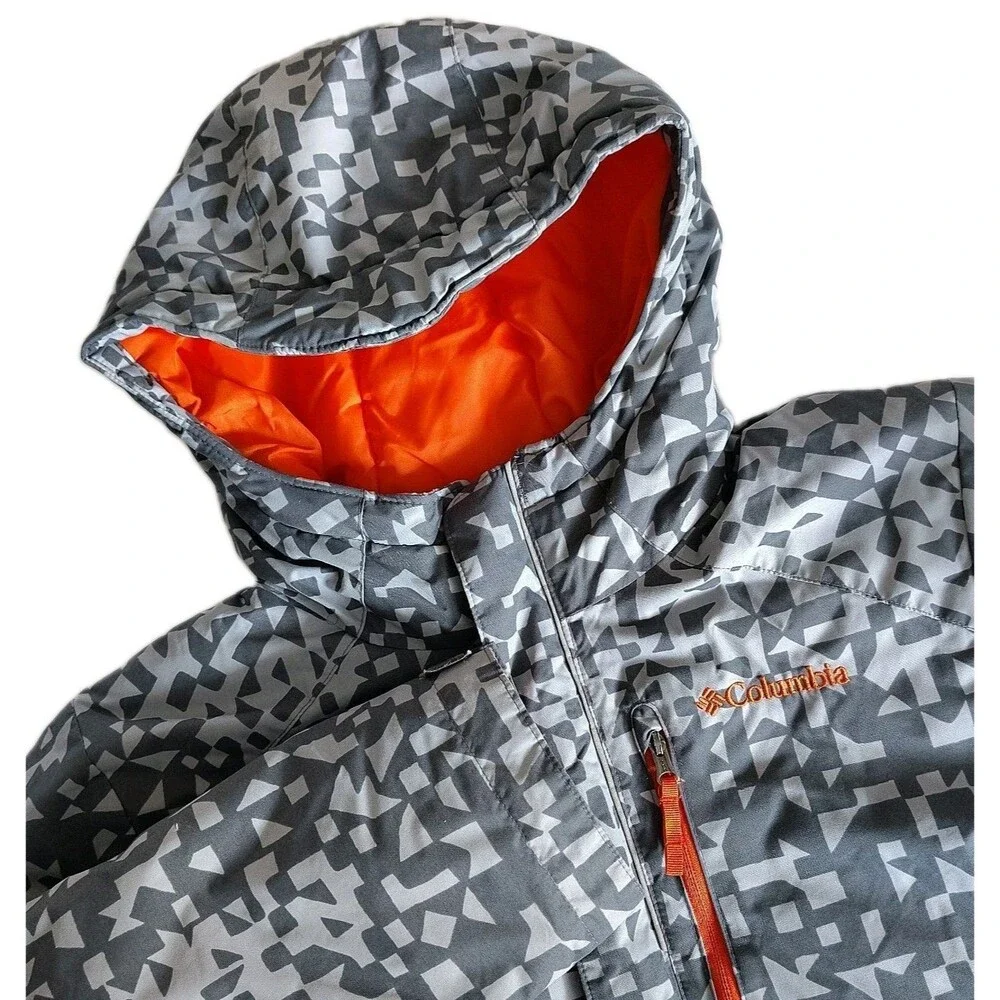 Columbia Hooded Ski Jacket with Pockets Orange/Gray Unisex Kids Size Medium
